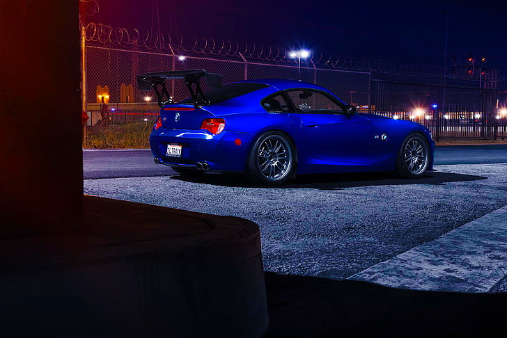 BMW, Dark, Blue, Coupe, Spoiler, Rear, Ligth, Nigth, HD wallpaper