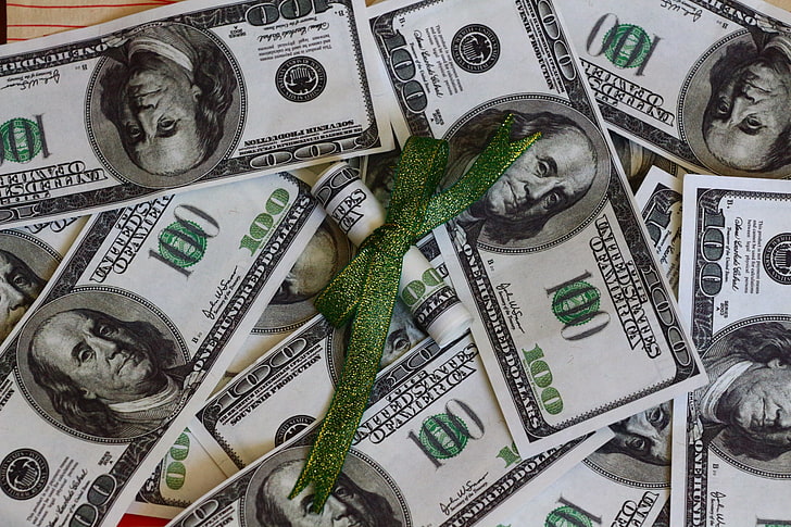 100 US-Dollar Banknotenlos, Geld, Beschaffenheit, Dollar, Bogen, HD-Hintergrundbild