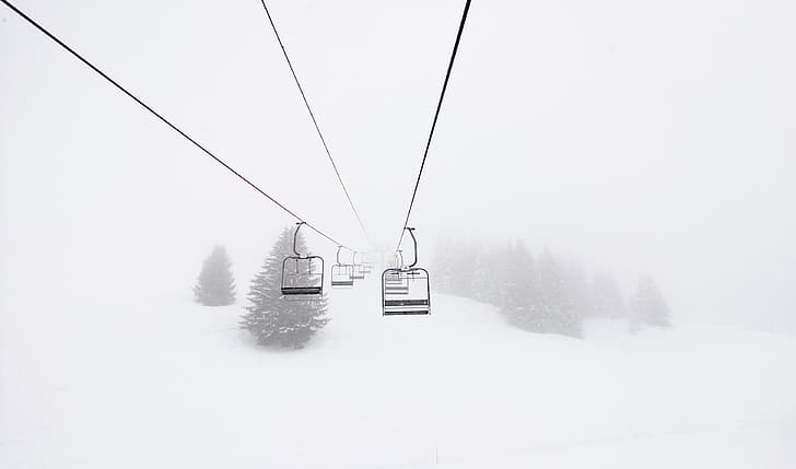 winter, resort, France, lift, Morillon, ski, HD wallpaper