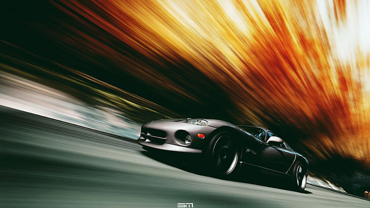 VIPER, Dodge Viper, car, motion blur, black cars, HD wallpaper