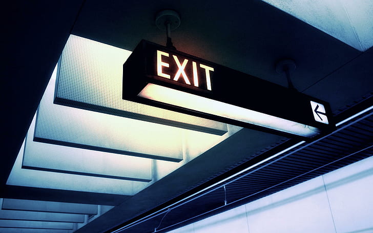 Exit sign, black exit led signage, photography, 2560x1600, sign, exit, HD wallpaper