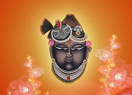 Lord Shrinathji Fractal Background, head bust painting, God, Lord Shrinathji, Lord, shrinathji, Tapety HD HD wallpaper