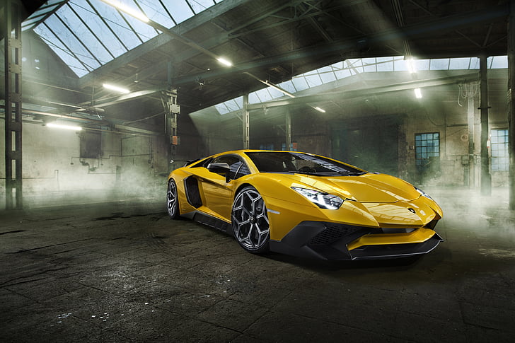 yellow Lamborghini muscle car, Lamborghini, Aventador LP750-4, Superveloce, 4K, HD wallpaper
