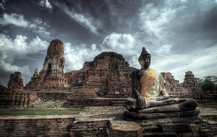 tempel, Buddha, staty, HD tapet