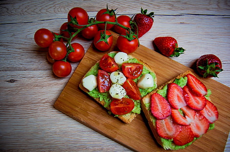 Lebensmittel, Stillleben, Tomaten, Obst, Erdbeeren, Gemüse, HD-Hintergrundbild HD wallpaper