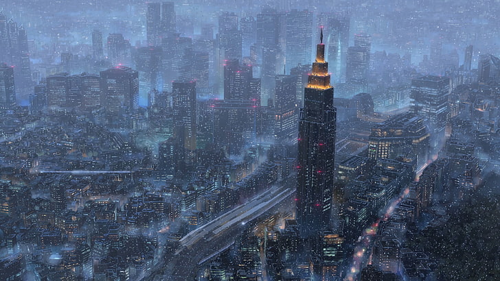 Cityscape wallpaper, illustration of city during night time, Makoto  Shinkai, HD wallpaper | Wallpaperbetter
