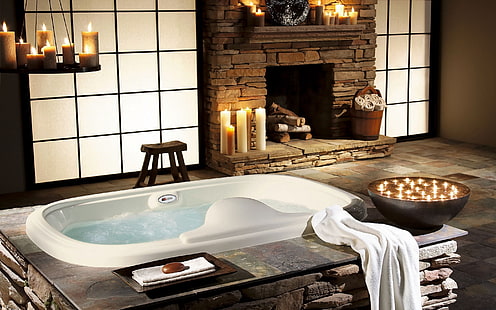Design bagno SPA, vasca idromassaggio, doccia, design bagno, Sfondo HD HD wallpaper
