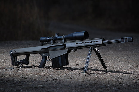 черна и сива полуавтоматична пушка, Оръжия, Снайперска пушка, HD тапет HD wallpaper
