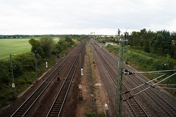 train, railing, railway, old, nature, HD wallpaper