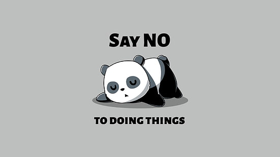 иллюстрация панды с наложением текста, простой, простой фон, юмор, панда, черепаха, HD обои HD wallpaper
