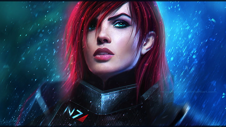 Командир Шепард из Mass Effect, реалистичный, Mass Effect, Mass Effect 3, MagicnaAnavi, произведение искусства, Командующий Шепард, HD обои