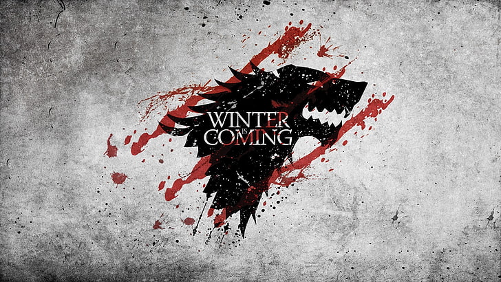 Winter Coming tapet, Game of Thrones, Winter Is Coming, grunge, sigils, House Stark, konstverk, blodsprut, HD tapet