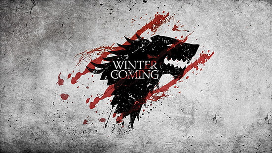 Papel de parede de Winter Coming, Game of Thrones, Winter Is Coming, grunge, sigils, House Stark, obra de arte, respingos de sangue, HD papel de parede HD wallpaper
