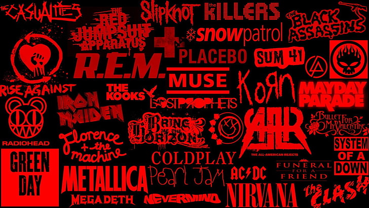 illustration de logo de groupe assorti, rock, groupe, logos, musique rock, Fond d'écran HD