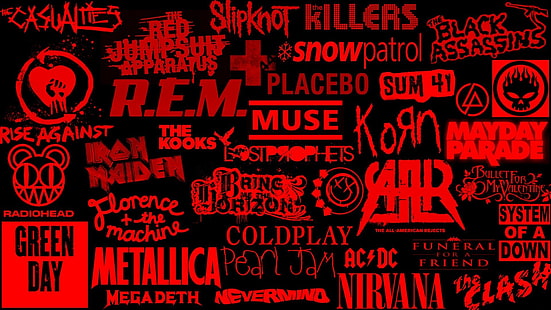 assorted band logo illustration, rock, group, logos, rock music, HD wallpaper HD wallpaper