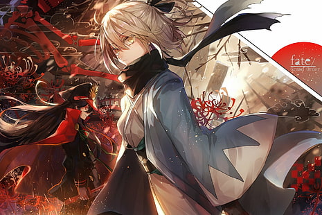 Fate Series, Fate/Grand Order, Oda Nobunaga (Fate/Grand Order), Okita Souji, Sakura Saber, HD wallpaper HD wallpaper