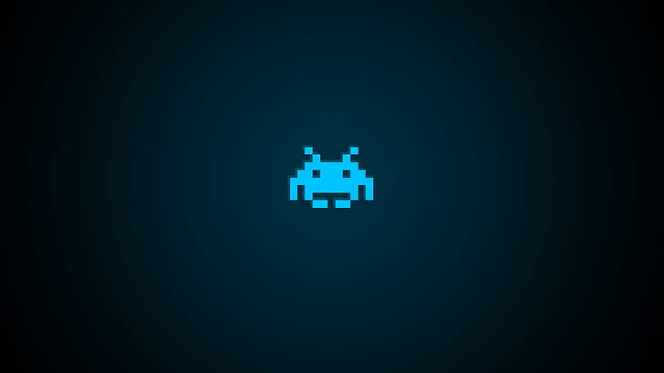 Space Invaders Blue HD, video games, space, blue, invaders, HD wallpaper