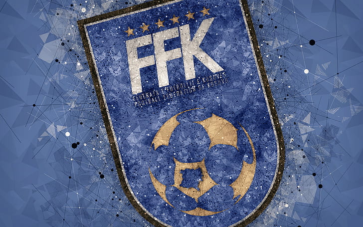 Piłka nożna, Reprezentacja Kosowa w piłce nożnej, godło, Kosowo, logo, Tapety HD