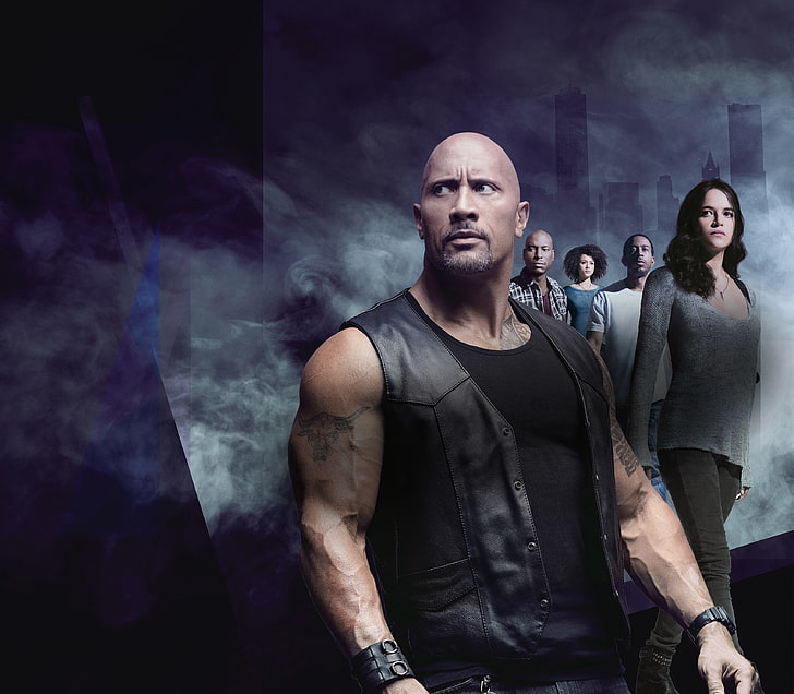 Michelle Rodriguez, Fast and Furious 8, Ludacris, Dwayne Johnson, Nathalie Emmanuel, The Fate of the Furious, Tyrese Gibson, Fondo de pantalla HD