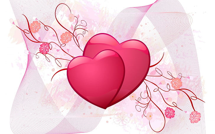 Herz-Liebes-Paar-Zeichnungs-Flattern, Herz, Liebe, Paar, Zeichnung, Valentinstag, Flattern, HD-Hintergrundbild