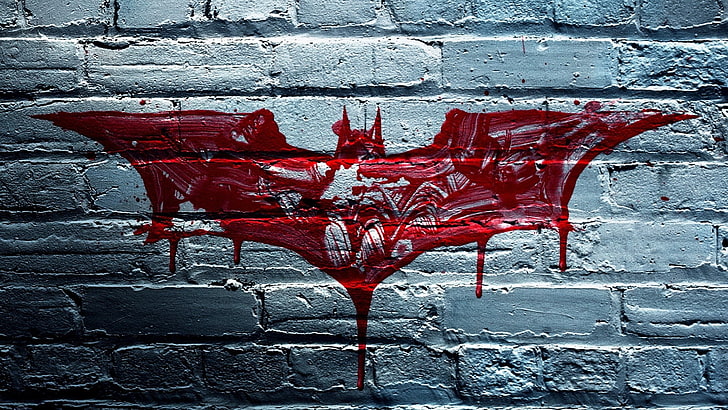 Logo Batmana, filmy, Batman, logo Batmana, The Dark Knight, ściana, cegły, Tapety HD