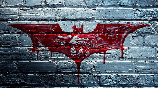 Logo Batmana, filmy, Batman, logo Batmana, The Dark Knight, ściana, cegły, Tapety HD HD wallpaper