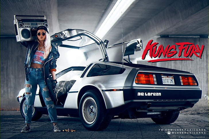 Обои Kung Fury, Кунг Фьюри, 1980-е годы, DeLorean, HD обои