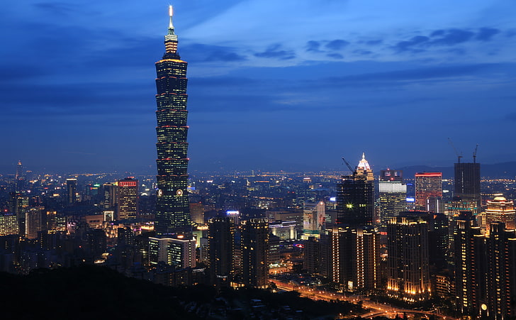 Taipei 101, gratte-ciel noir, Asie, Autres, Ville, Taiwan, Fond d'écran HD