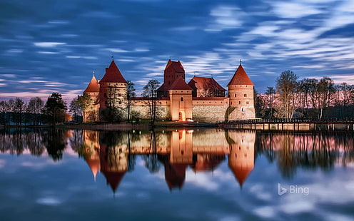 Литва Замъкът на остров Тракай в Тракай-2017 Bing .., HD тапет HD wallpaper