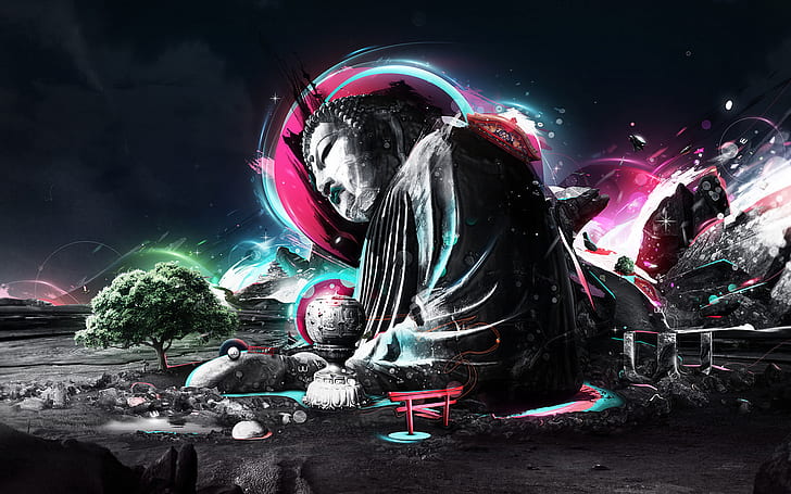 Buddha Abstract HD, abstract, digital/artwork, buddha, HD wallpaper