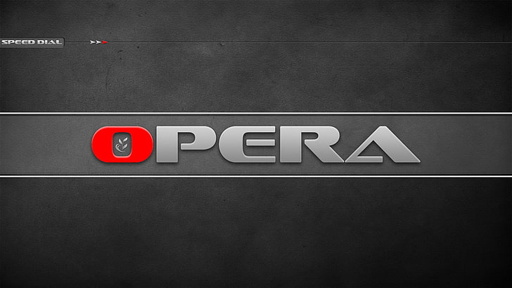 Logotipo de Opera, Opera, navegador, rojo, gris, texto, Fondo de pantalla HD