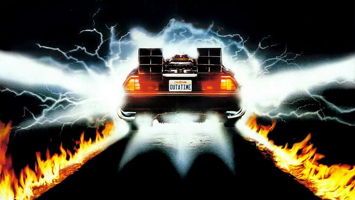 Обратно в бъдещето DMC DeLorean Fire HD, филми, на, пожар, към, бъдеще, назад, dmc, delorean, HD тапет