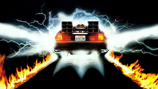 Назад в будущее DMC DeLorean Fire HD, фильмы, огонь, в будущее, назад, DMC, Delorean, HD обои HD wallpaper