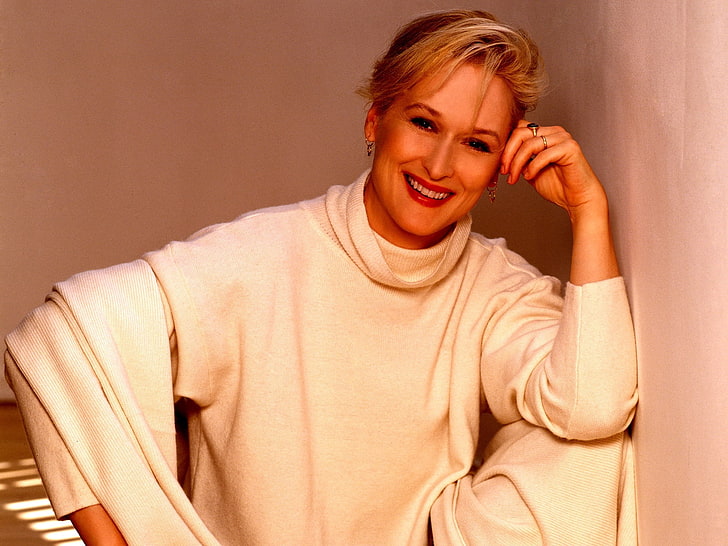 Frauen weißes Langarmhemd, Meryl Streep, Schauspielerin, Oscar, Berühmtheit, HD-Hintergrundbild