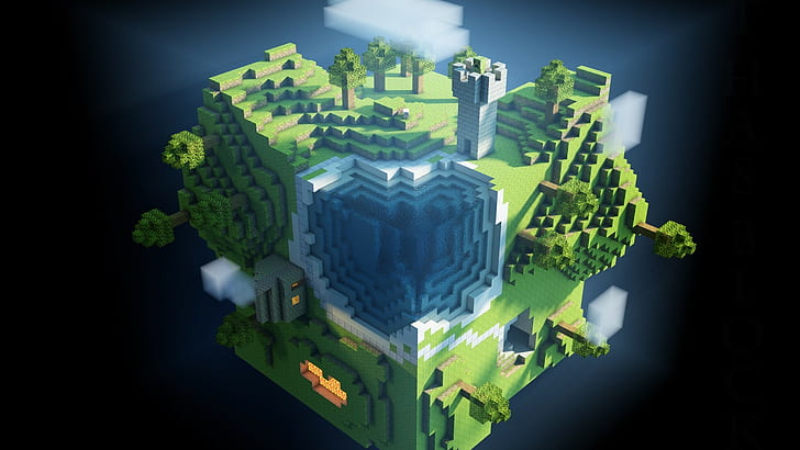 куб видео игри аниме свят minecraft воксели цифрово изкуство произведения на изкуството, HD тапет