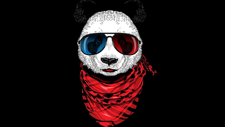 panda painting, panda, glasses, HD wallpaper