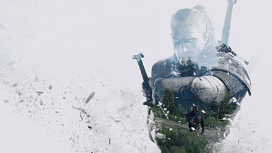 Cyfrowa tapeta Łowca czarownic, Geralt z Rivii, Wiedźmin 3: Dziki Gon, Wiedźmin, Tapety HD HD wallpaper