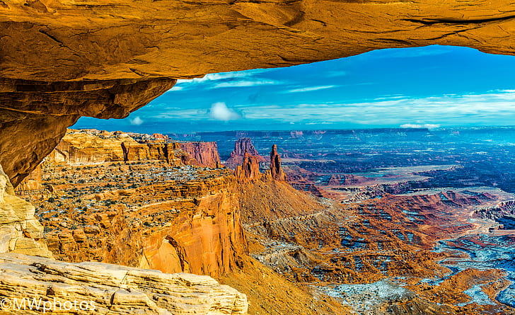 fotografi Grand Canyon di Arizona pada siang hari, canyonlands, canyonlands, Mesa Arch, Island in the Sky, fotografi, Grand Canyon, Arizona, siang hari, lanskap, taman nasional canyonlands, nps, taman nasional Canyonlands, amerika serikat, salju, batu pasir, utah, moab, lengkungan, lengkungan mesa, susun fokus, susun fokus, uSA, alam, gurun, scenics, rock - Object, USA barat daya, ngarai, geologi, Tempat terkenal, Taman Nasional, tempat terbuka, terkikis, merah, megah, lembah, tebing, keindahan Di Alam, bepergian, Wallpaper HD