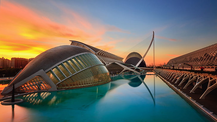 сива бетонна сграда, природа, пейзаж, Валенсия, Испания, HD тапет