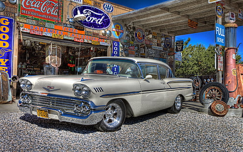 1958 كلاسيك تشيفي ، السيارات القديمة ، السيارات القديمة ، السيارات الكلاسيكية، خلفية HD HD wallpaper