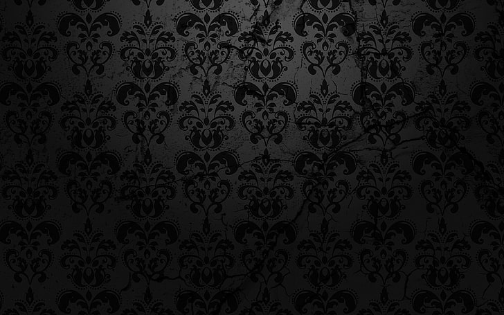 papel tapiz de damasco blanco y negro, textura, patrón, negro, fondo, Fondo de pantalla HD