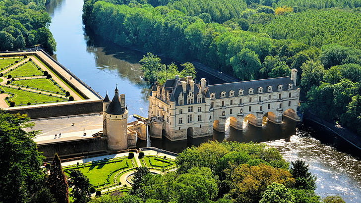 Chateau of Chenonceau, Frankrike, arkitektur, HD tapet