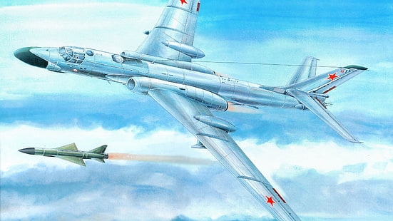 gray fighter plane, the plane, rocket, bomber, BBC, Soviet, Tu-16, heavy twin-engine jet multipurpose, HD wallpaper HD wallpaper