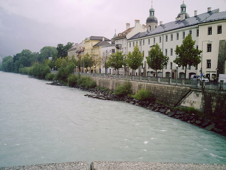 Innsbruck Austria, innsbruck, river, romance, austria, 3d and abstract, HD wallpaper