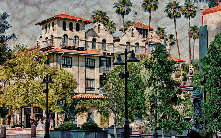 Gebäude, Stadt, Kalifornien, Flussufer, HD-Hintergrundbild