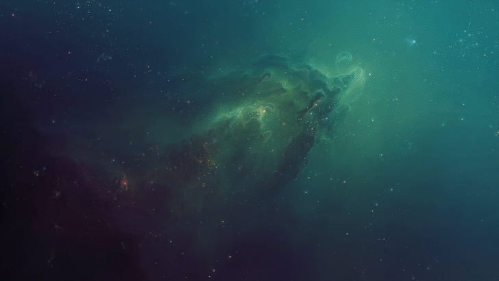 Stars Nebula Green HD, space, green, stars, nebula, HD tapet