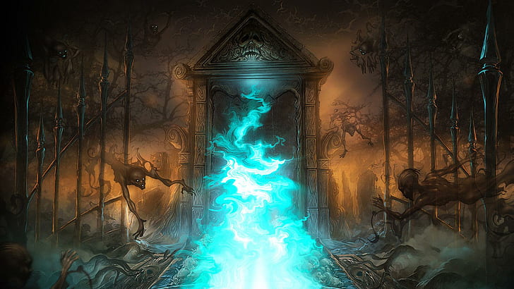 Door To The Hell, evil, devil, hell, fantasy, 3d and abstract, HD wallpaper