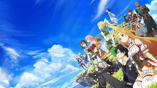 Sword Art Online ، Asuna Yuuki ، Kazuto Kirigaya ، Kirito (Sword Art Online)، خلفية HD HD wallpaper