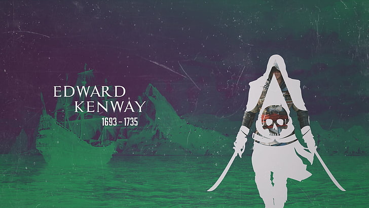 Logo Edwarda Kenwaya, Assassin's Creed, Edward Kenway, streszczenie, obróbka zdjęć, gry wideo, Tapety HD