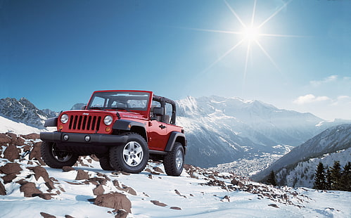 Jeep Wrangler, Jeep Wrangler สีแดง, Cars, Jeep, วอลล์เปเปอร์ HD HD wallpaper